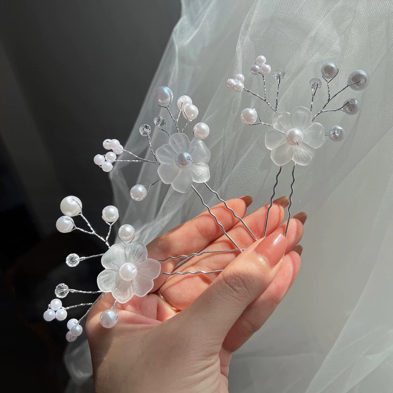 (9 Mẫu) Hoa Cài Tóc Cô Dâu, Bà Sui đá mix hạt trai