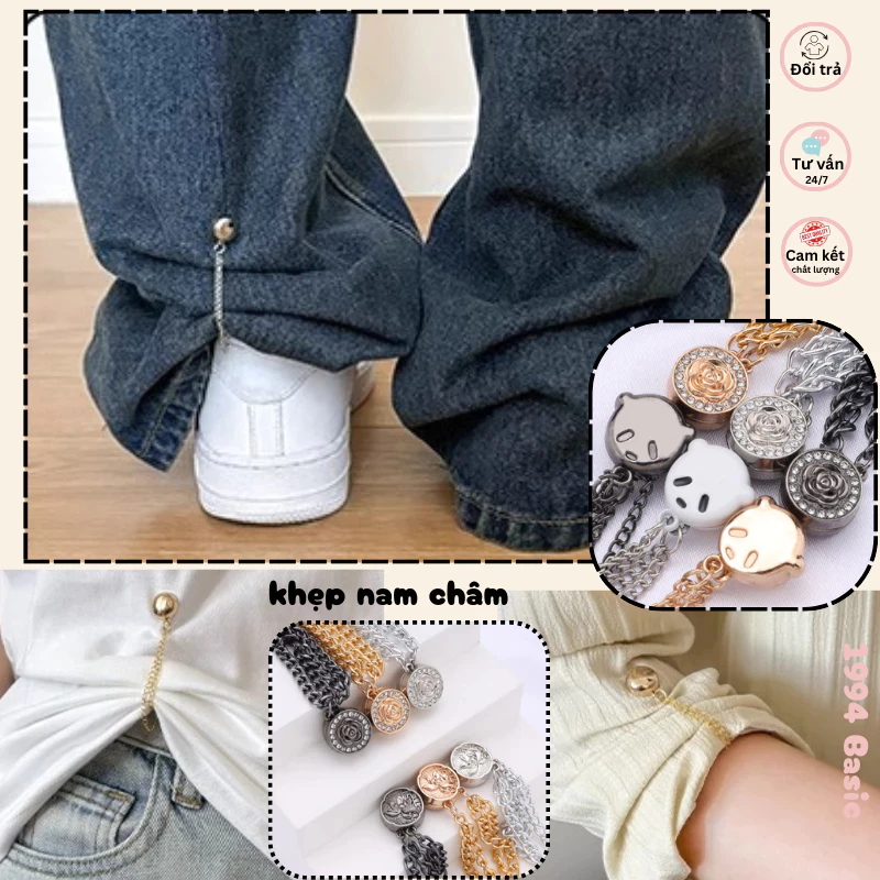 Set 4 Kẹp Nam Châm Cố Định Ống Quần, Áo Bị Trùng, Khóa Nút Điều Chỉnh Chiều Dài Quần Jean, Tây, Áo Thun - 6