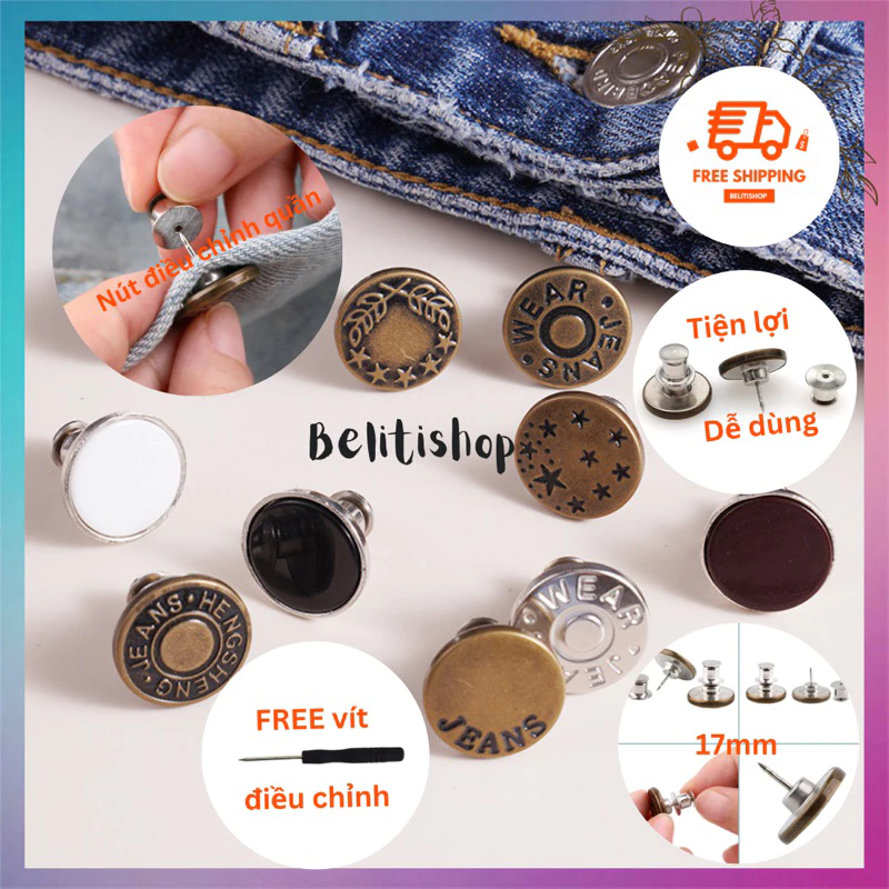 Nút cài quần jean bằng kim loại có thể tháo ra và điều chỉnh tiện lợi cho Nam Nữ - 2
