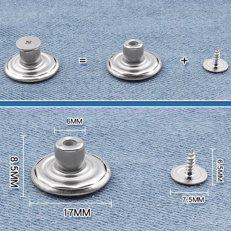 Nút cài quần jean bằng kim loại có thể tháo ra và điều chỉnh tiện lợi cho Nam Nữ - 4