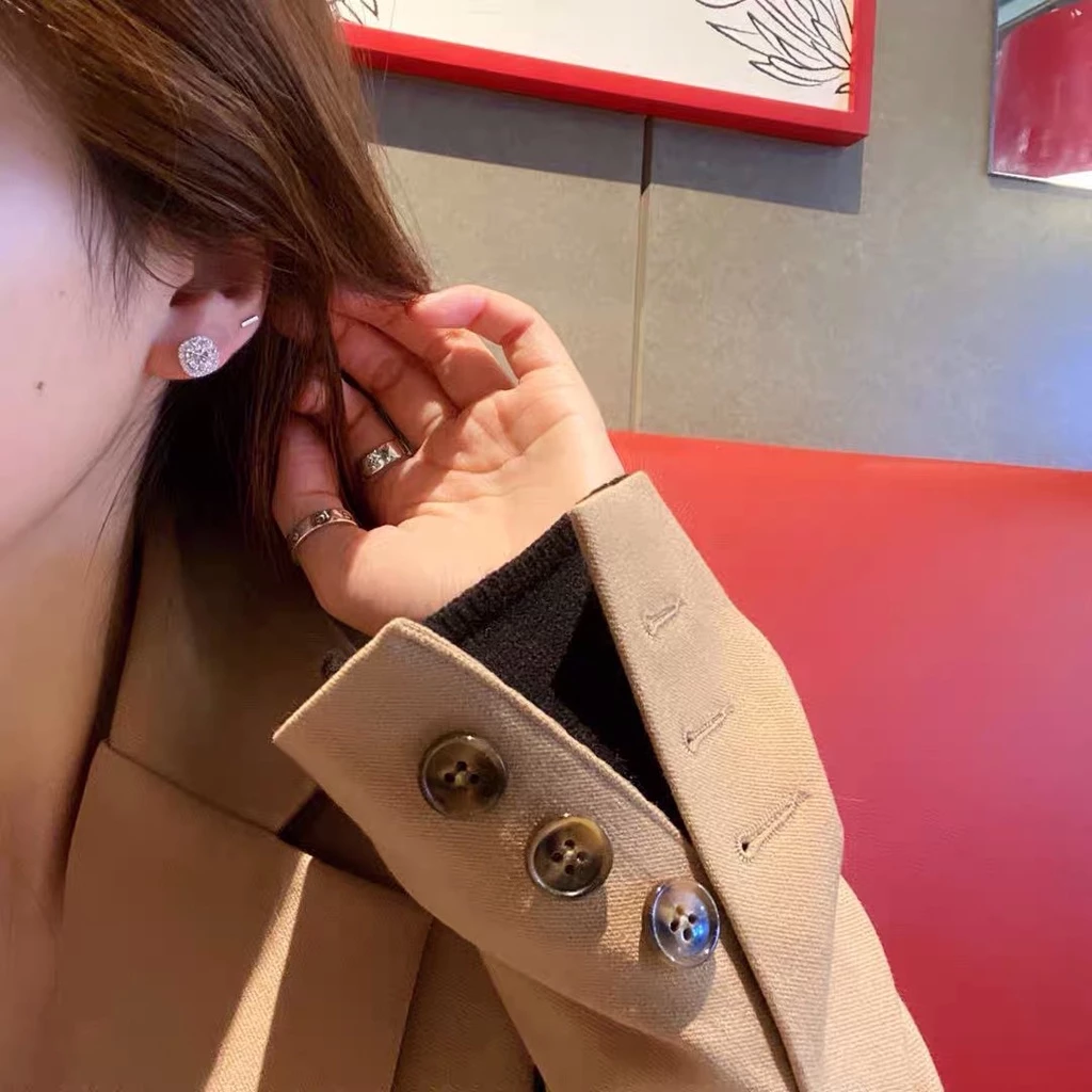 Bông tai titan nụ phối viền vuông, tròn đính đá CZ, Hoa tai đính đá sang trọng, trangsucmoiluatuoi.RIN - 5