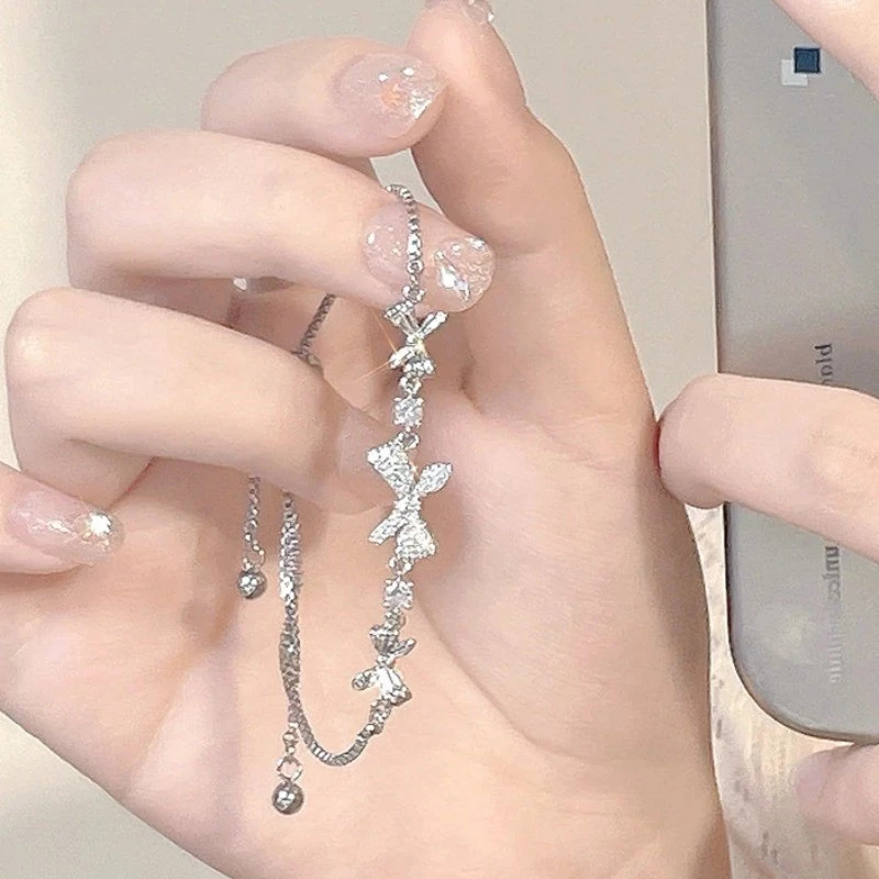 Ay (CN) Vòng Tay Nơ Trái Tim Bạc Hàn Quốc Cho Nữ Pha Lê Bướm Ngôi Sao Mặt Trăng Hạt Vòng Tay Phụ Kiện Trang Sức - 5