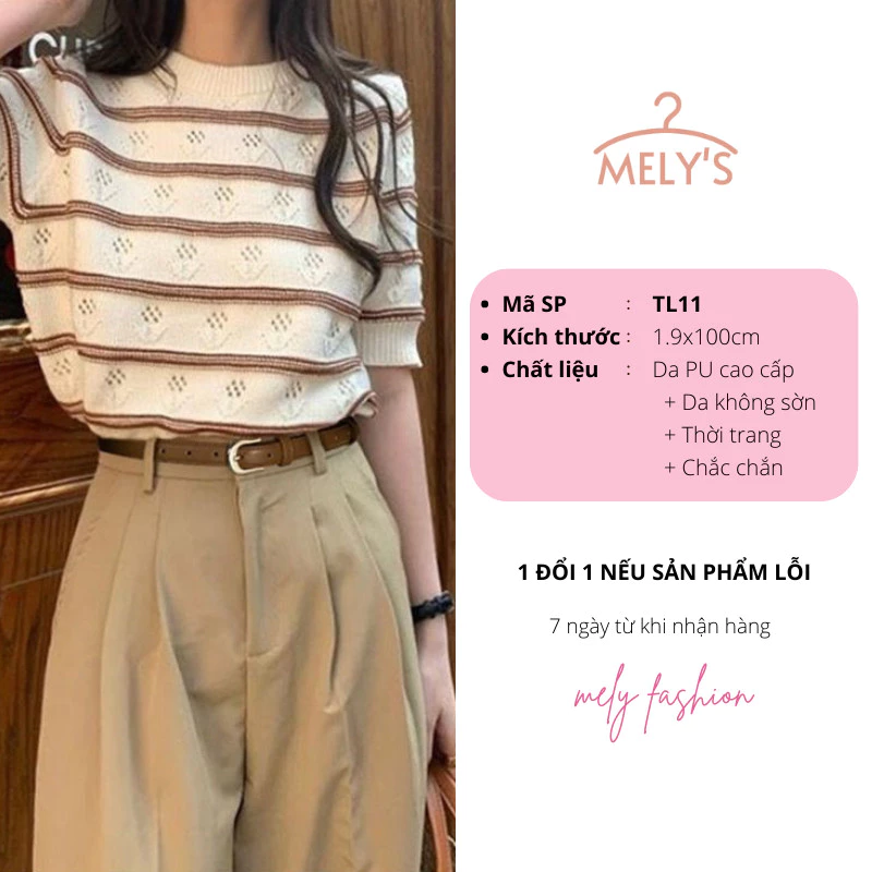 Thắt lưng nữ bản nhỏ Mely Fashion da PU cao cấp dây nịt dây đai nữ khóa kim loại phong cách mới hiện đại TL11 - 2