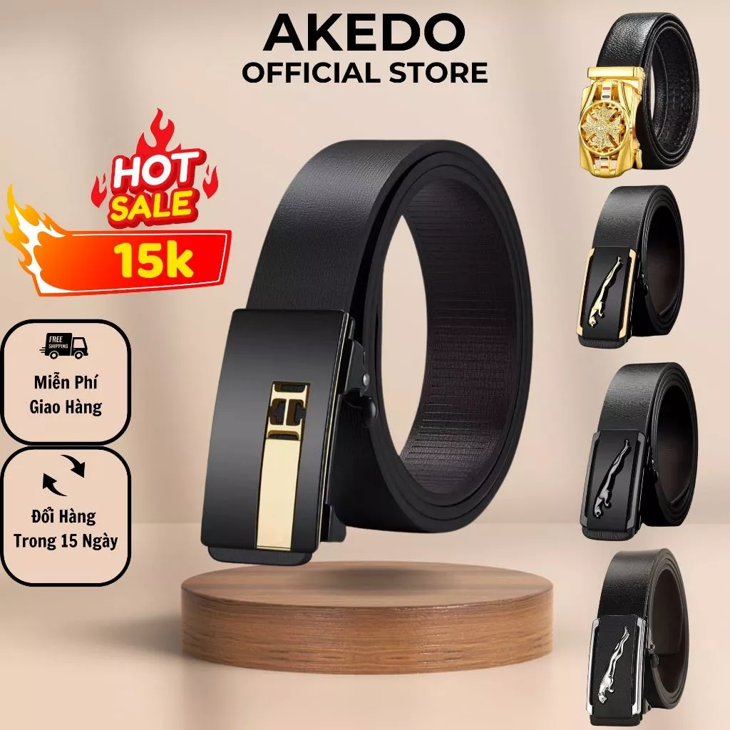 Thắt lưng nam da cao cấp khóa kim loại tự động không gỉ - Cam kết 1 đổi 1 bảo hành 12 tháng AKEDO