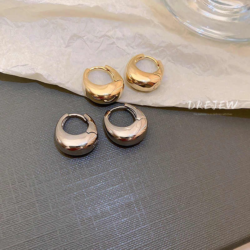 DREJEW khuyên tai kẹp kim loại cao cấp phong cách Hàn Quốc thời trang bông tai bạc - 6