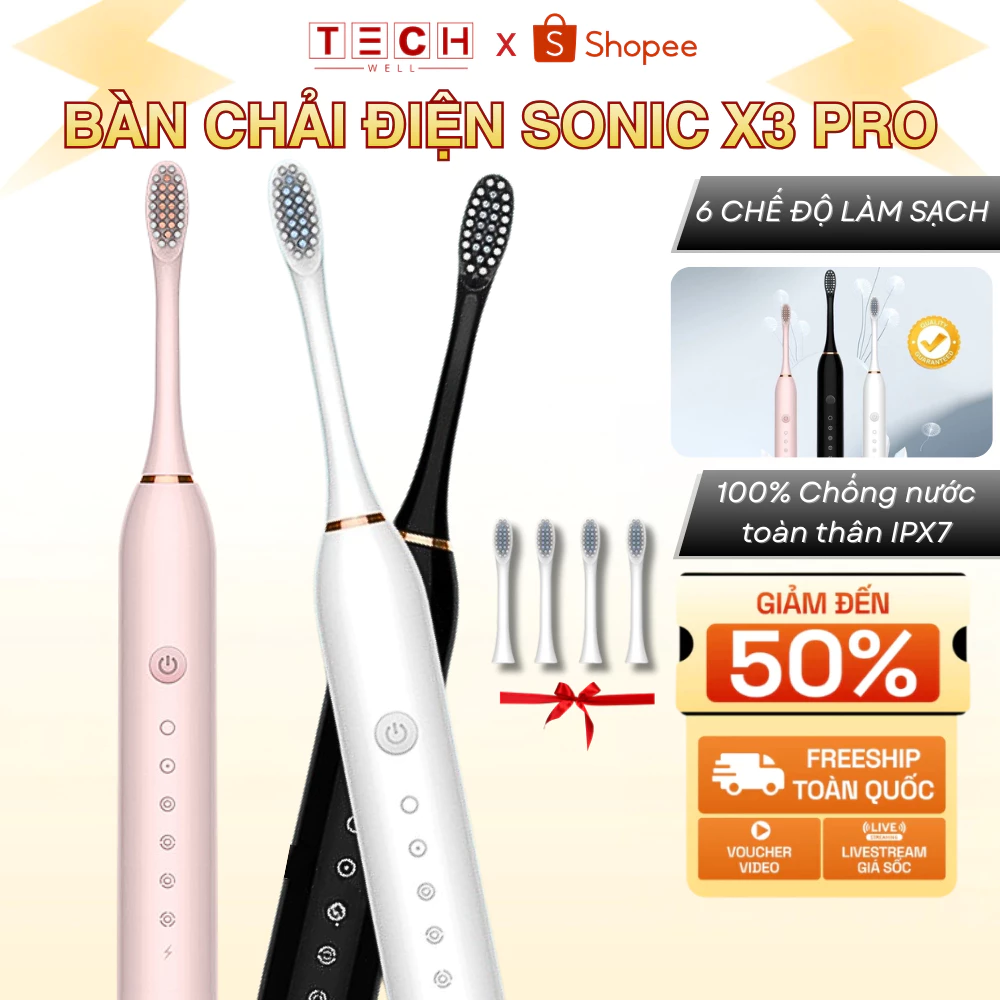 GÓI DỊCH VỤ BẢO HÀNH 1 NĂM CHO Bàn Chải Điện Đánh Răng Lông Mềm Chống Nước Kèm 4 Đầu Thay Thế