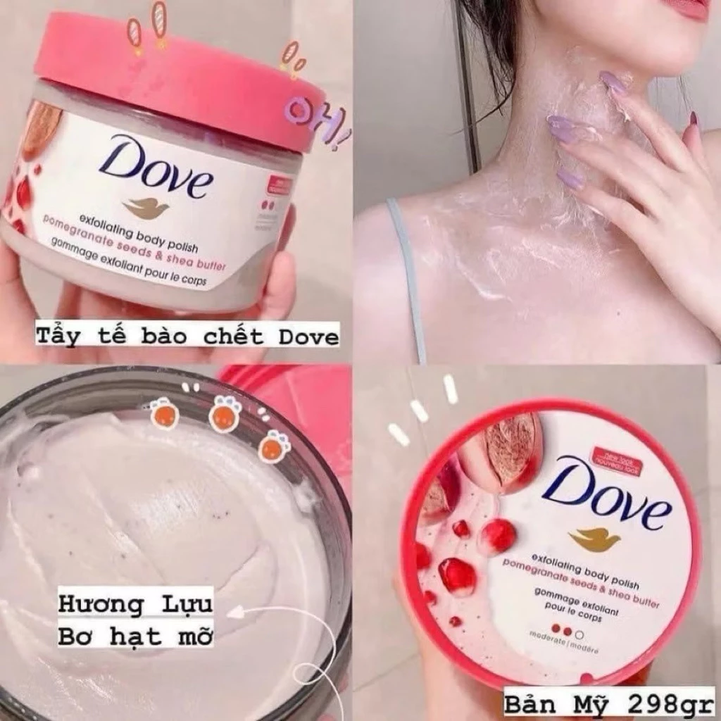 Kem Tẩy Tế Bào Chết Dove Lựu Đỏ Sáng Mịn, Chăm Da Dưỡng Trắng Da Hiệu Quả 298g - 3