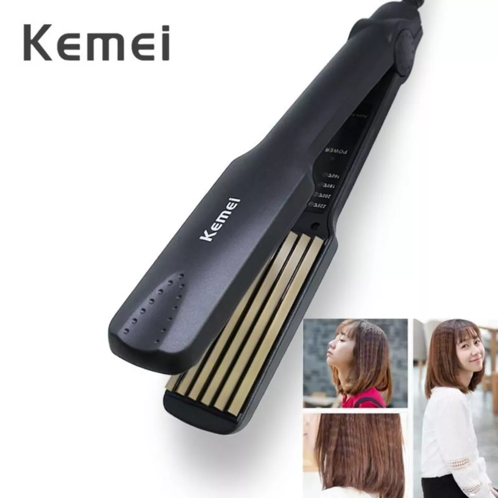 Máy duỗi tóc mini KEMEI chính hãng, máy tạo kiểu ép là thẳng tóc, máy dập xù, bấm mè, làm phồng tóc, đa năng 4 mức nhiệt