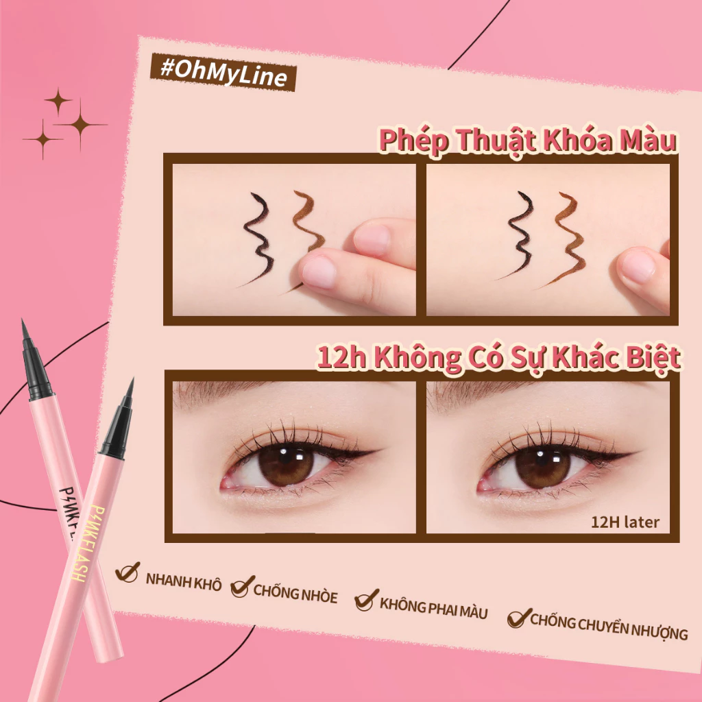 Bút kẻ mắt Pinkflash dạng lỏng nhanh khô màu đen màu nâu chất lì chống nước lâu trôi 30g - 3