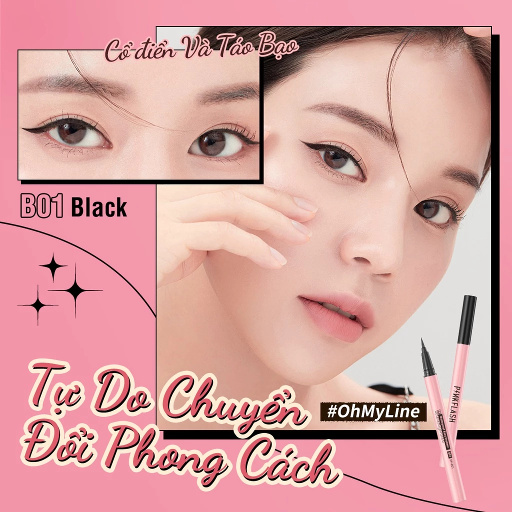 Bút kẻ mắt Pinkflash dạng lỏng nhanh khô màu đen màu nâu chất lì chống nước lâu trôi 30g - 4