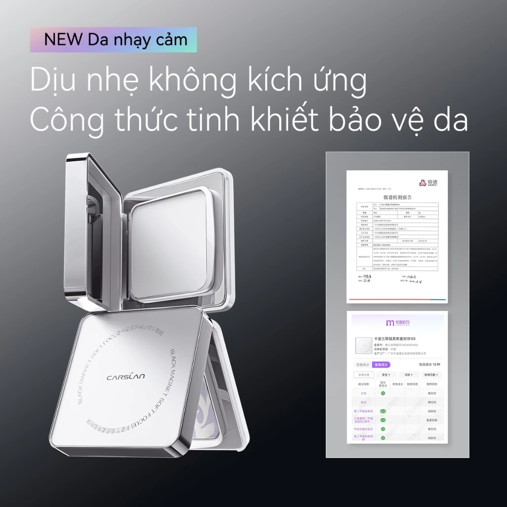 Phấn phủ Black Magnet CARSLAN lâu trôi kiềm dầu 24 giờ 8g - 3