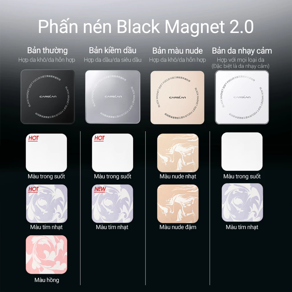 Phấn phủ Black Magnet CARSLAN lâu trôi kiềm dầu 24 giờ 8g - 4