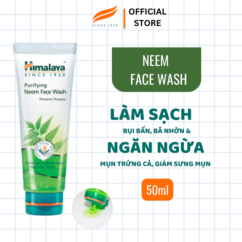 Sữa rửa mặt ngăn ngừa và giảm mụn lá neem Himalaya Purifying Neem Face Wash 50ml - 2