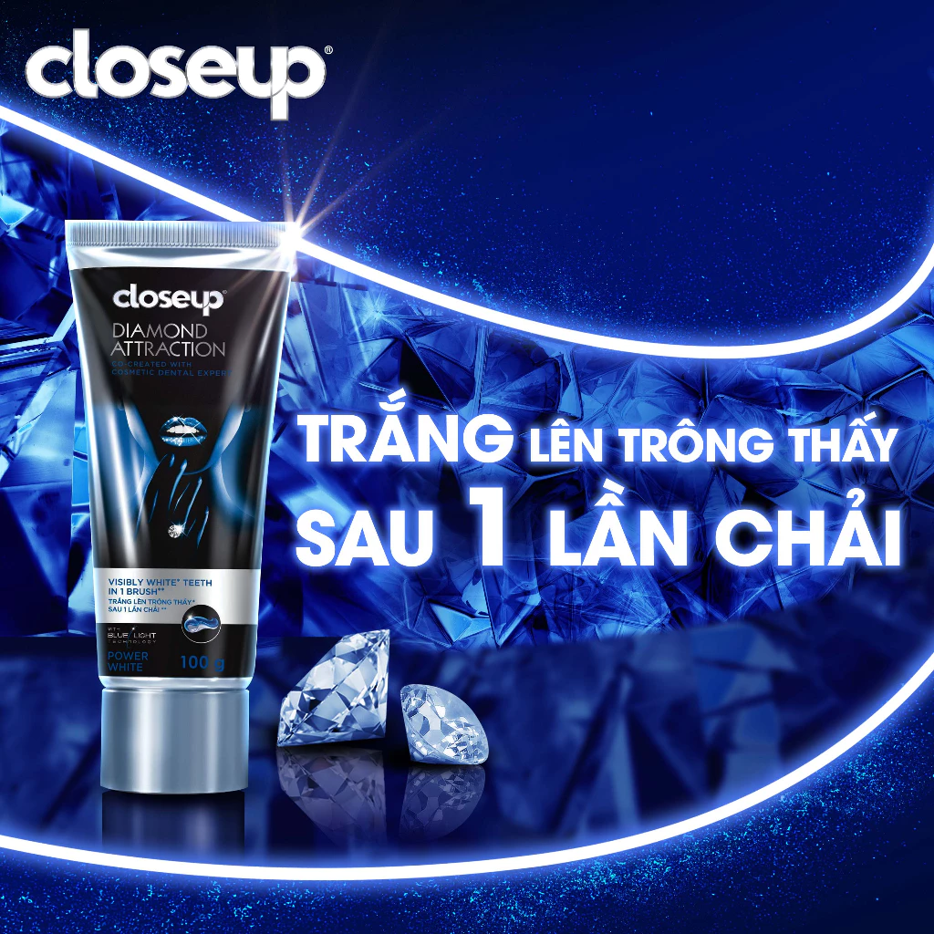 Bộ 3 Kem Đánh Răng Closeup Diamond Attraction - Trắng răng sau 1 lần chải 100g