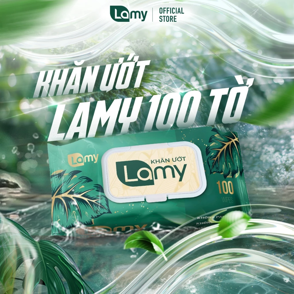 (CÓ QUÀ TẶNG) Thùng 10 gói khăn ướt Lamy 100 tờ không cồn không parabens cao cấp dành cho em bé