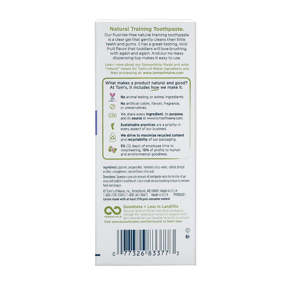[BILL MỸ ĐI AIR]_ Kem đánh răng cho bé từ 3 đến 24 tháng Tom's of Maine mild fruit natural toddler training toothpaste - - 2