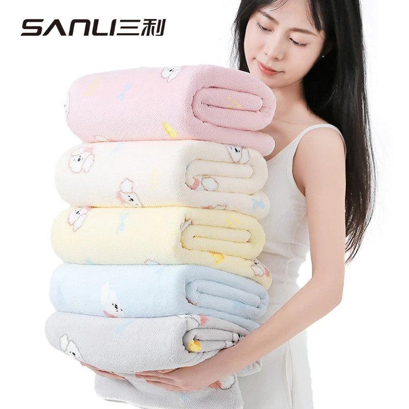 [Khăn tắm] Khăn Sanli Khăn tắm lông cừu san hô Khăn tắm hoạt hình gia đình cực lớn 90 * 170 Khăn tắm bọc khăn tắm260423