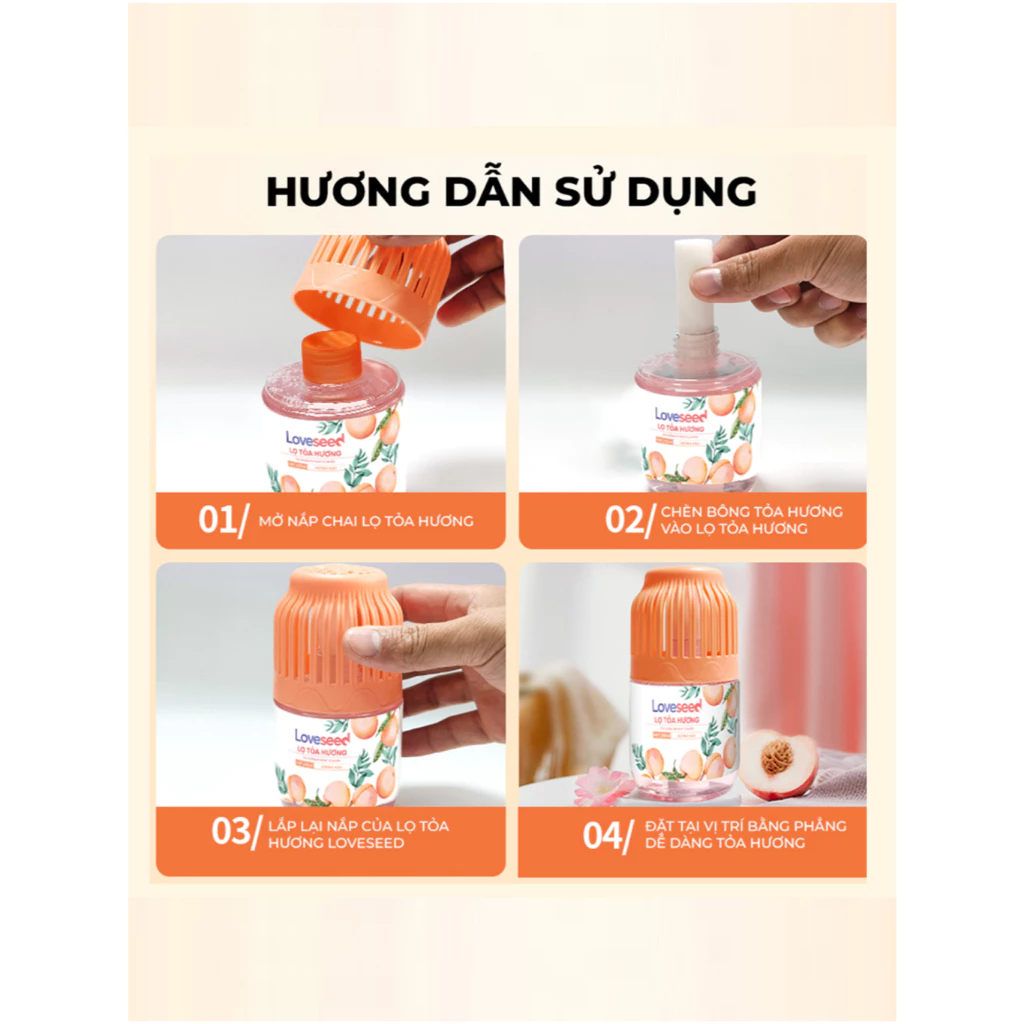 Lọ tỏa hương thơm phòng Lovenose hương hoa quả tự nhiên dễ chịu khử mùi, sáp thơm phòng thế hệ mới - Dung tích 180ml - 4