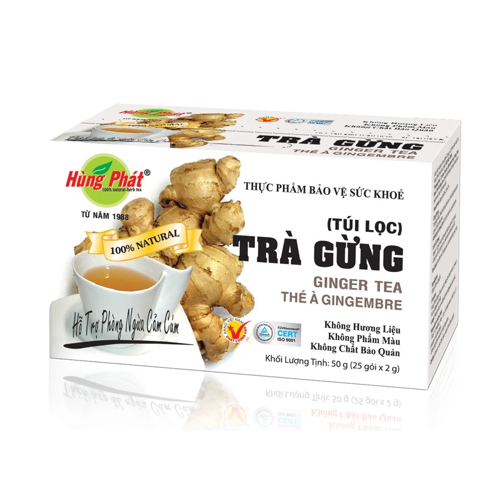 Trà Gừng Túi Lọc Hùng Phát - TGTL - Hộp 50G 25 Gói Từ Gừng Già - Đạt chuẩn ISO HACCP - 4