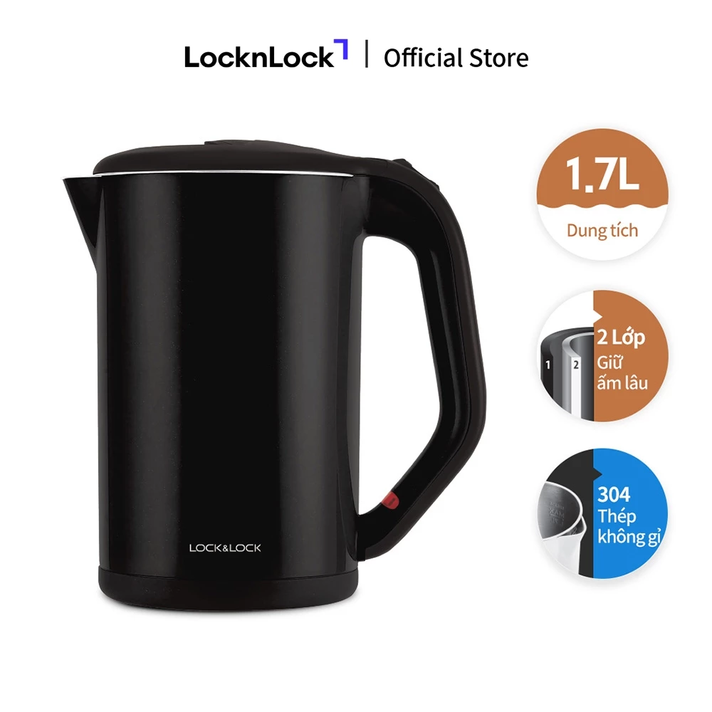 Ấm đun bằng thép không gỉ Lock&Lock, 1.7L màu đen EJK738BLK - 2