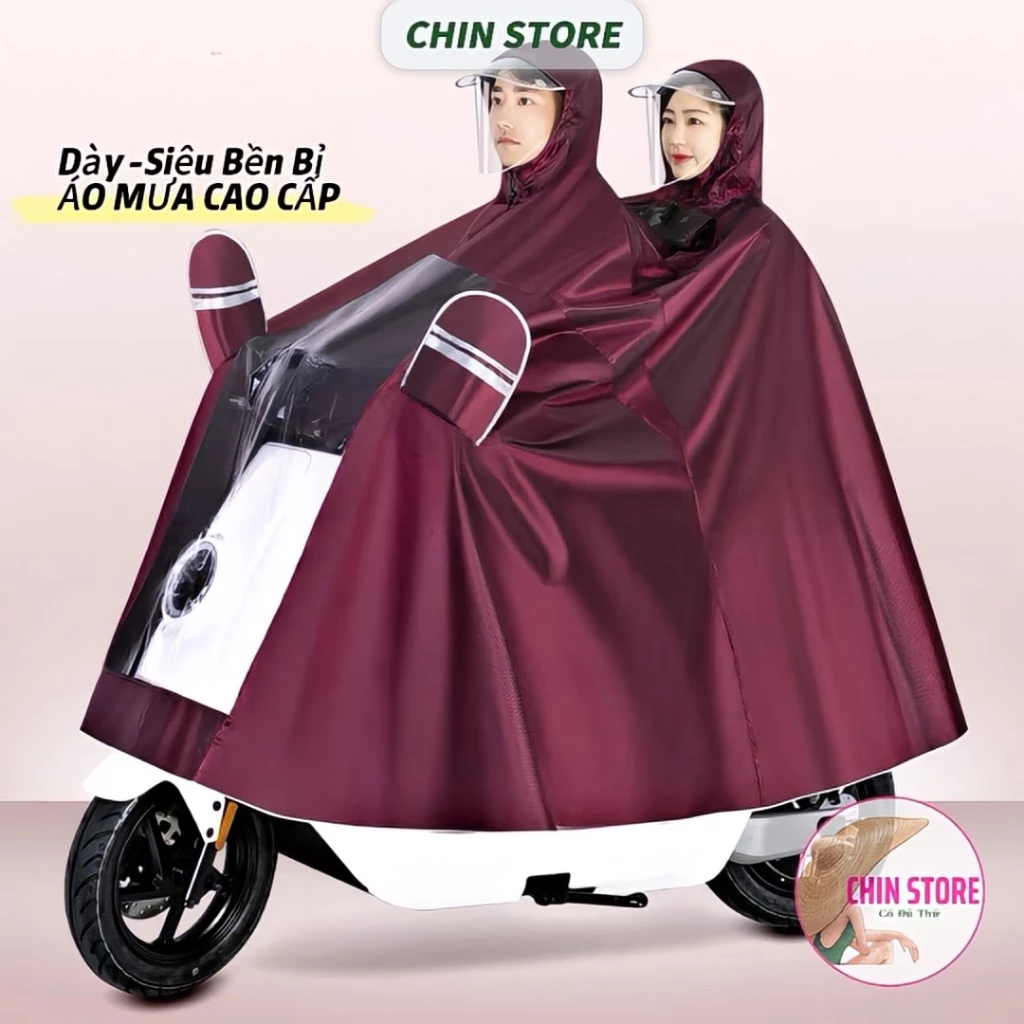 Áo mưa cánh dơi Nâng Cấp mới Siêu Bền Bỉ, áo mưa 2 đầu chống thấm toàn thân có phản quang và kính