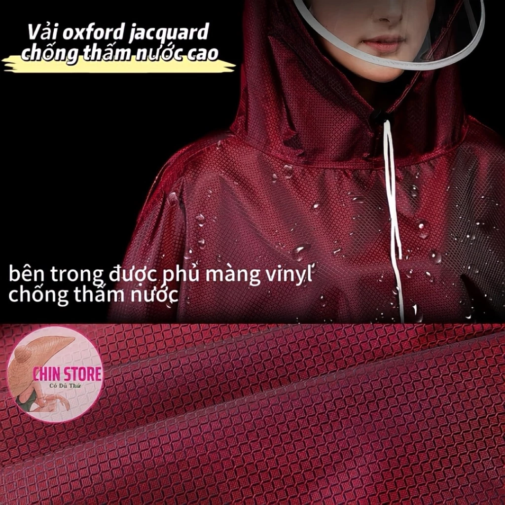 Áo mưa cánh dơi Nâng Cấp mới Siêu Bền Bỉ, áo mưa 2 đầu chống thấm toàn thân có phản quang và kính - 2