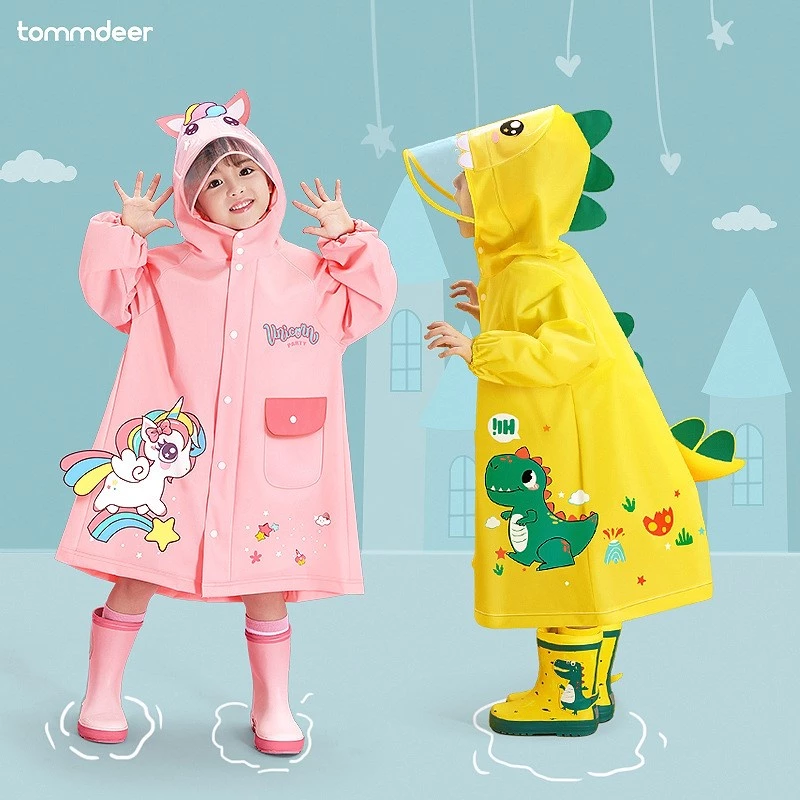 Áo Mưa Trẻ Em Áo Mưa Cho Bé Thiết Kế Khóa Kéo Họa Tiết 3D Chất Liệu EVA An Toàn Siêu Dai (không có ủng)