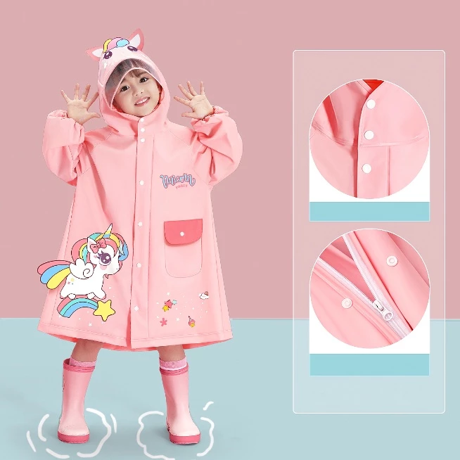 Áo Mưa Trẻ Em Áo Mưa Cho Bé Thiết Kế Khóa Kéo Họa Tiết 3D Chất Liệu EVA An Toàn Siêu Dai (không có ủng) - 3