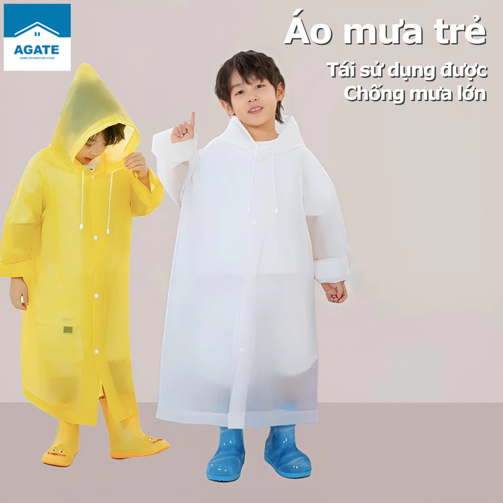 Áo mưa cho bé - Áo mưa trẻ em 4-14 tuổi cao cấp có tấm chắn, kiểu rộng đeo được ba lô, chất liệu an toàn cho bé
