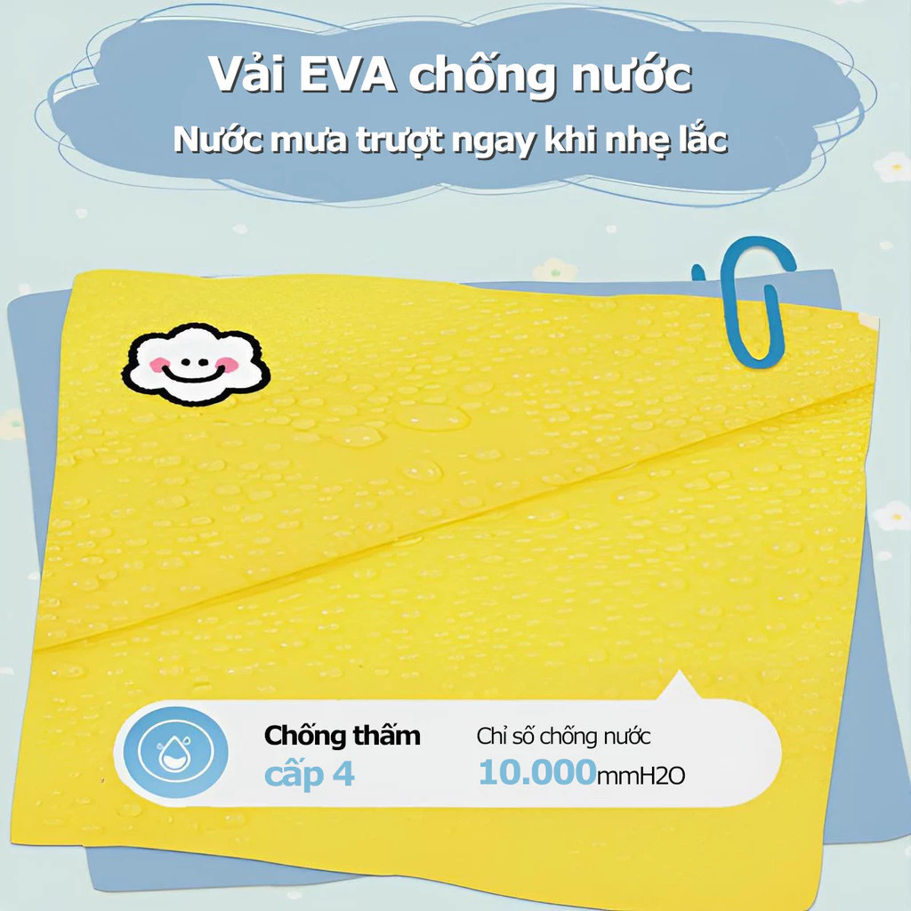 Áo mưa cho bé - Áo mưa trẻ em 4-14 tuổi cao cấp có tấm chắn, kiểu rộng đeo được ba lô, chất liệu an toàn cho bé - 2