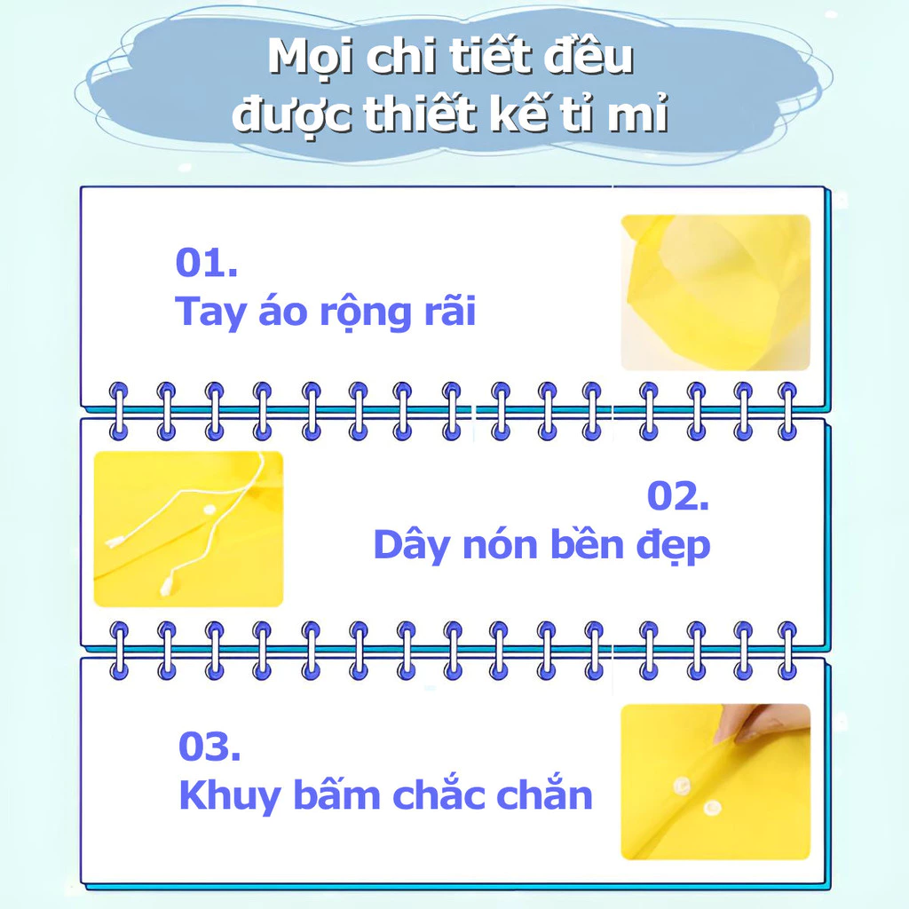 Áo mưa cho bé - Áo mưa trẻ em 4-14 tuổi cao cấp có tấm chắn, kiểu rộng đeo được ba lô, chất liệu an toàn cho bé - 4