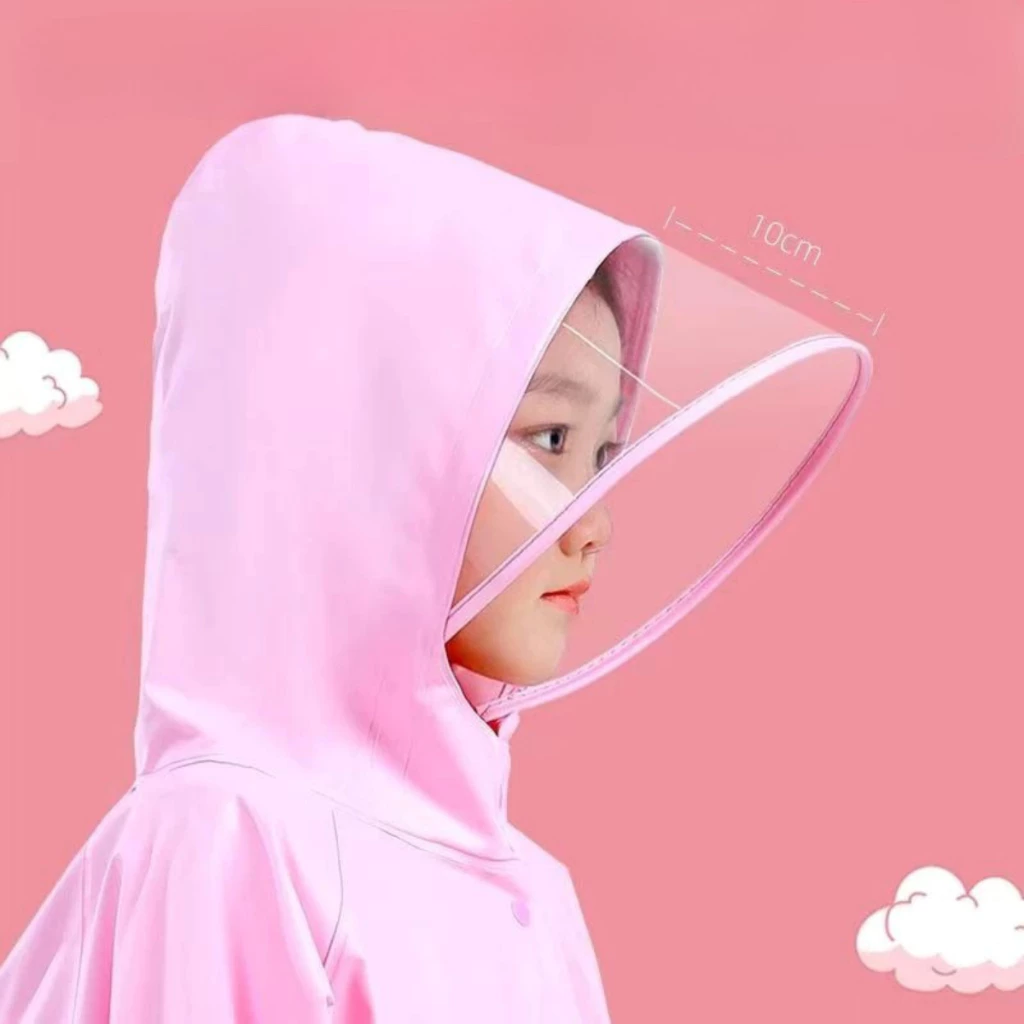 Áo mưa cho bé - Áo mưa trẻ em Winter Summer, học sinh tiểu học 3-13 tuổi cao cấp có tấm chắn, kiểu rộng - 3