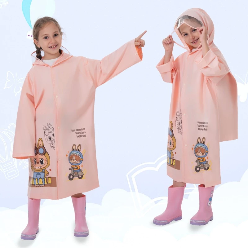 Áo mưa cho bé - Áo mưa trẻ em Winter Summer, học sinh tiểu học 3-13 tuổi cao cấp có tấm chắn, kiểu rộng - 4