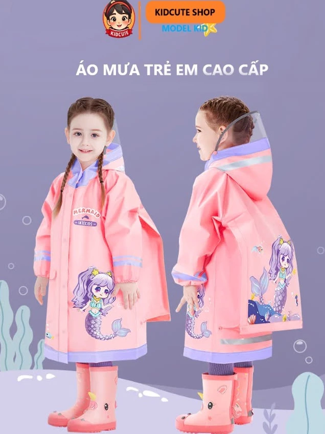 [Khoá kéo + Nút bấm] Áo mưa cho bé 2-10 tuổi- LOẠI TỐT-CHÍNH HÃNG, Áo mưa trẻ em họa tiết hình thú ngộ nghĩnh - 6