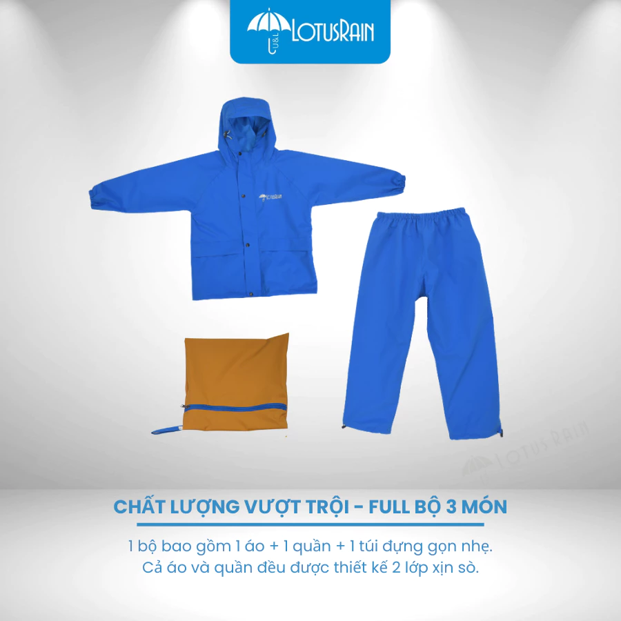 Áo Mưa Bộ Trẻ Em 2 Lớp Cho Bé 2-15 Tuổi, Đi Mưa To Lâu Không Lo Ướt, Mềm Nhẹ Nên Bé Mặc Đỡ Bí Và Thoải Mái Vận Động Cả N - 5
