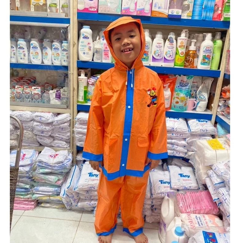 Áo mưa BỘ cho bé nhựa dày dặn, áo mưa cho bé nhựa chống thấm tốt, mặc kín, có size cho bé 1-9 tuổi - 3