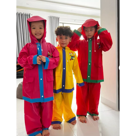 Áo mưa BỘ cho bé nhựa dày dặn, áo mưa cho bé nhựa chống thấm tốt, mặc kín, có size cho bé 1-9 tuổi - 4