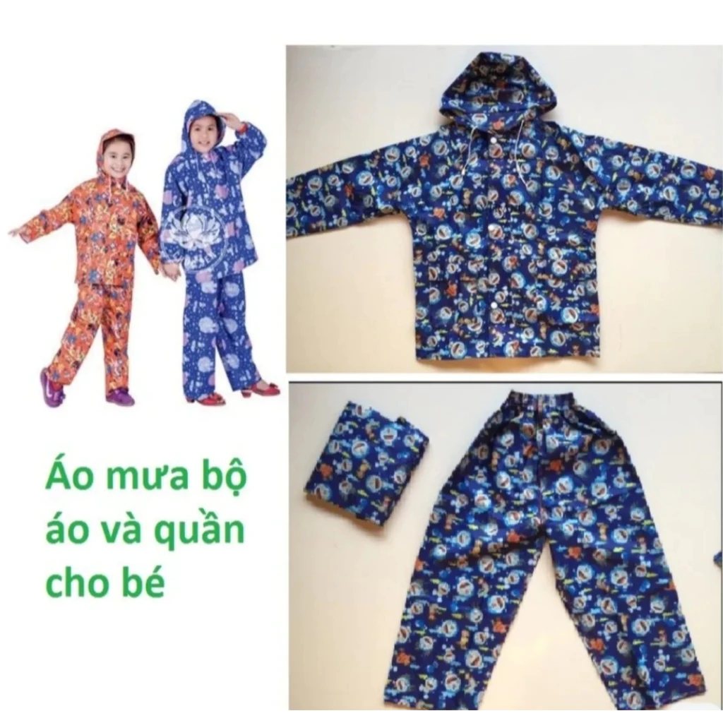 Áo Mưa Bộ Cho Bé Nhiều Màu Sắc Họa Tiết Dễ Thương - Đồ Đi Mưa Vải Dù Cao Cấp Cho Trẻ Em từ 2 - 12 Tuổi - 2