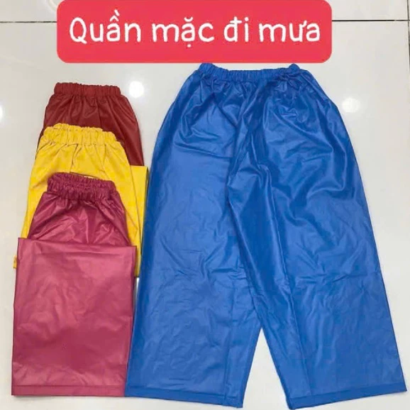 SET 02 QUẦN ĐI MƯA, quần cho bé mặc đi mưa loại nhựa chống thấm tốt