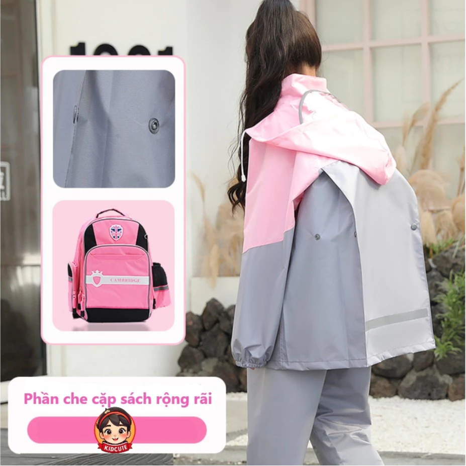 BỘ QUẦN ÁO đi mưa CAO CẤP cho bé từ 5 -15 tuổi - HÀNG LOẠI TỐT, SIÊU BỀN và chống thấm nước tốt. - 2
