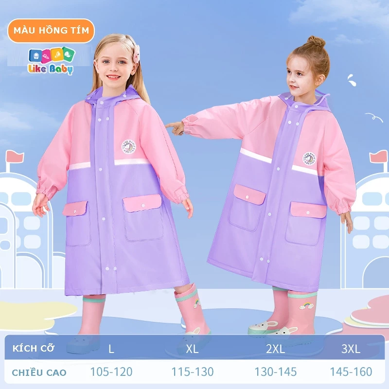 Áo mưa cho bé trai bé gái từ 4 đến 12 tuổi chất liệu EVA siêu nhẹ chống nước PK197 - 6