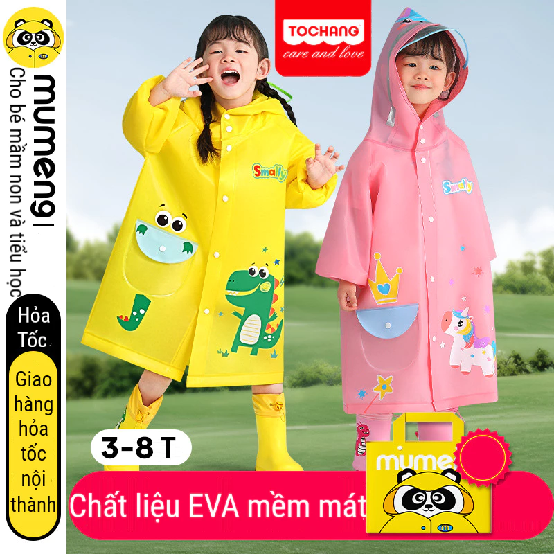 Áo mưa cho bé chính hãng Smally, siêu nhẹ, siêu dai, siêu bền cho bé trai bé gái cao từ 80-135cm