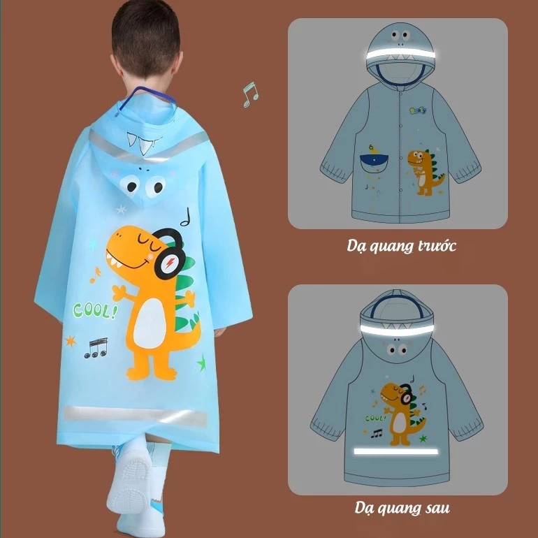 Áo mưa cho bé chính hãng Smally, siêu nhẹ, siêu dai, siêu bền cho bé trai bé gái cao từ 80-135cm - 6