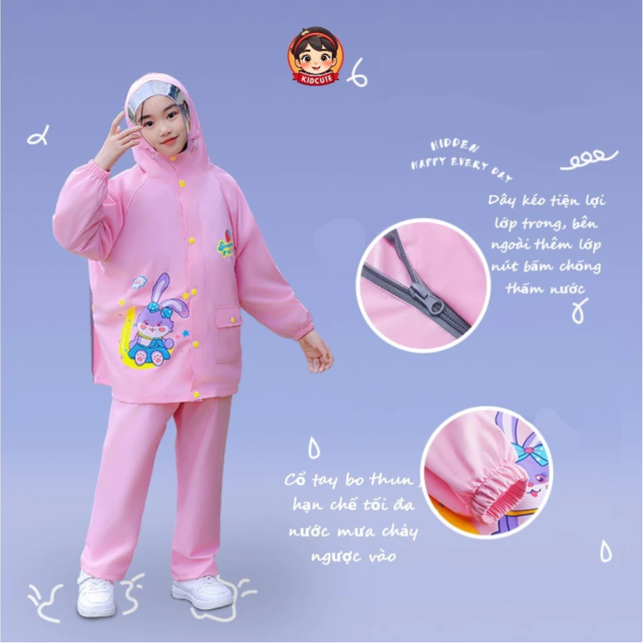 BỘ QUẦN ÁO đi mưa CAO CẤP cho bé từ 5 -12 tuổi - HÀNG LOẠI TỐT, SIÊU BỀN và chống thấm nước tốt. - 2