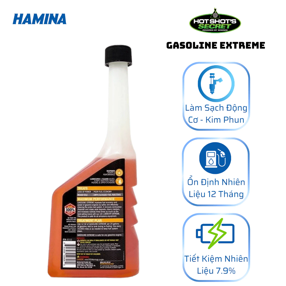 Gasoline Extreme - Phụ Gia Cho Xăng Vệ Sinh Kim Phun, Sạch Sâu Nhiên Liệu - Nhập Khẩu Mỹ - Hãng Hot Shot’s Secret - 2