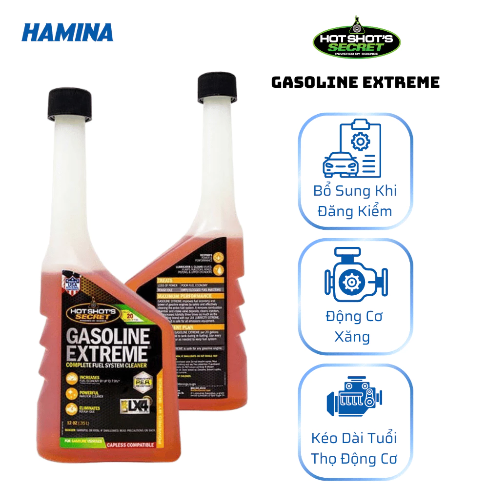 Gasoline Extreme - Phụ Gia Cho Xăng Vệ Sinh Kim Phun, Sạch Sâu Nhiên Liệu - Nhập Khẩu Mỹ - Hãng Hot Shot’s Secret - 3