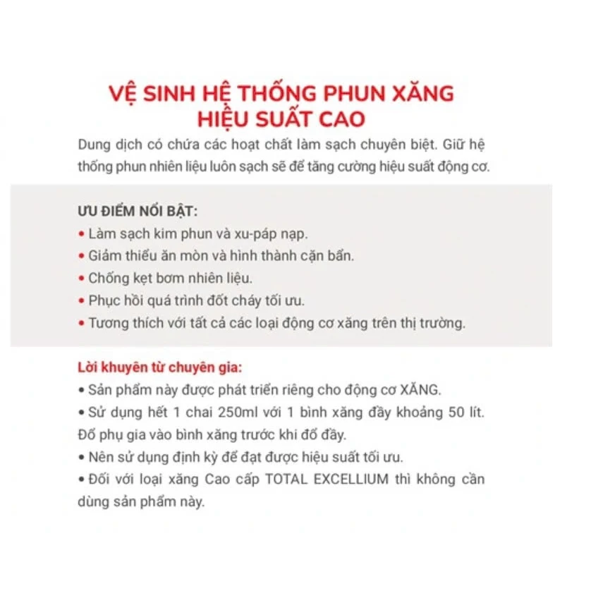 Phụ gia làm sạch hệ thống phun xăng INJ SYSTEM CLEANER GAS C24B250ML (Total) - 2