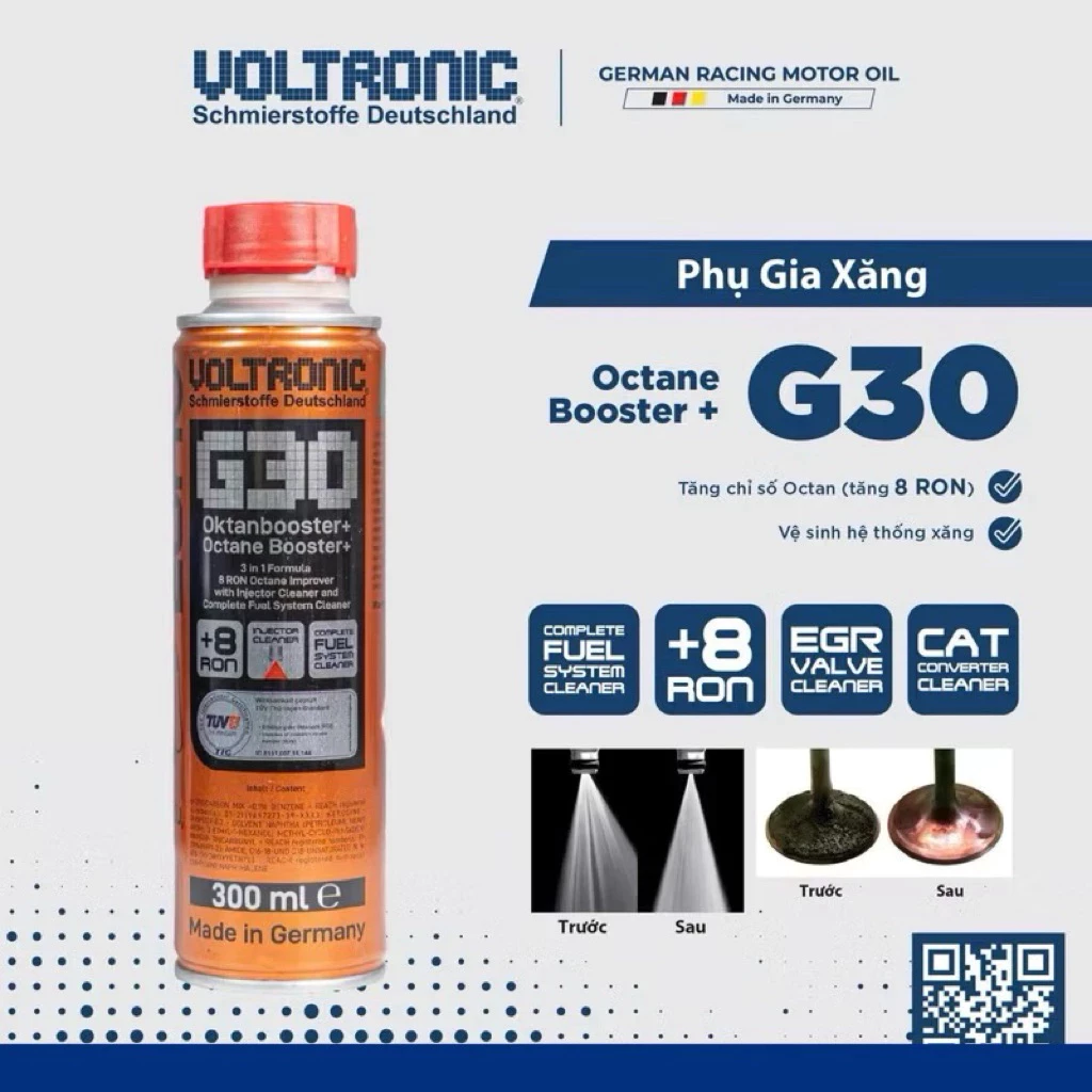 Voltronic G30 Octane Booster Phụ Gia Xăng Tăng Octane Làm Sạch Hệ Thống Nhiên Liệu Made in Germany