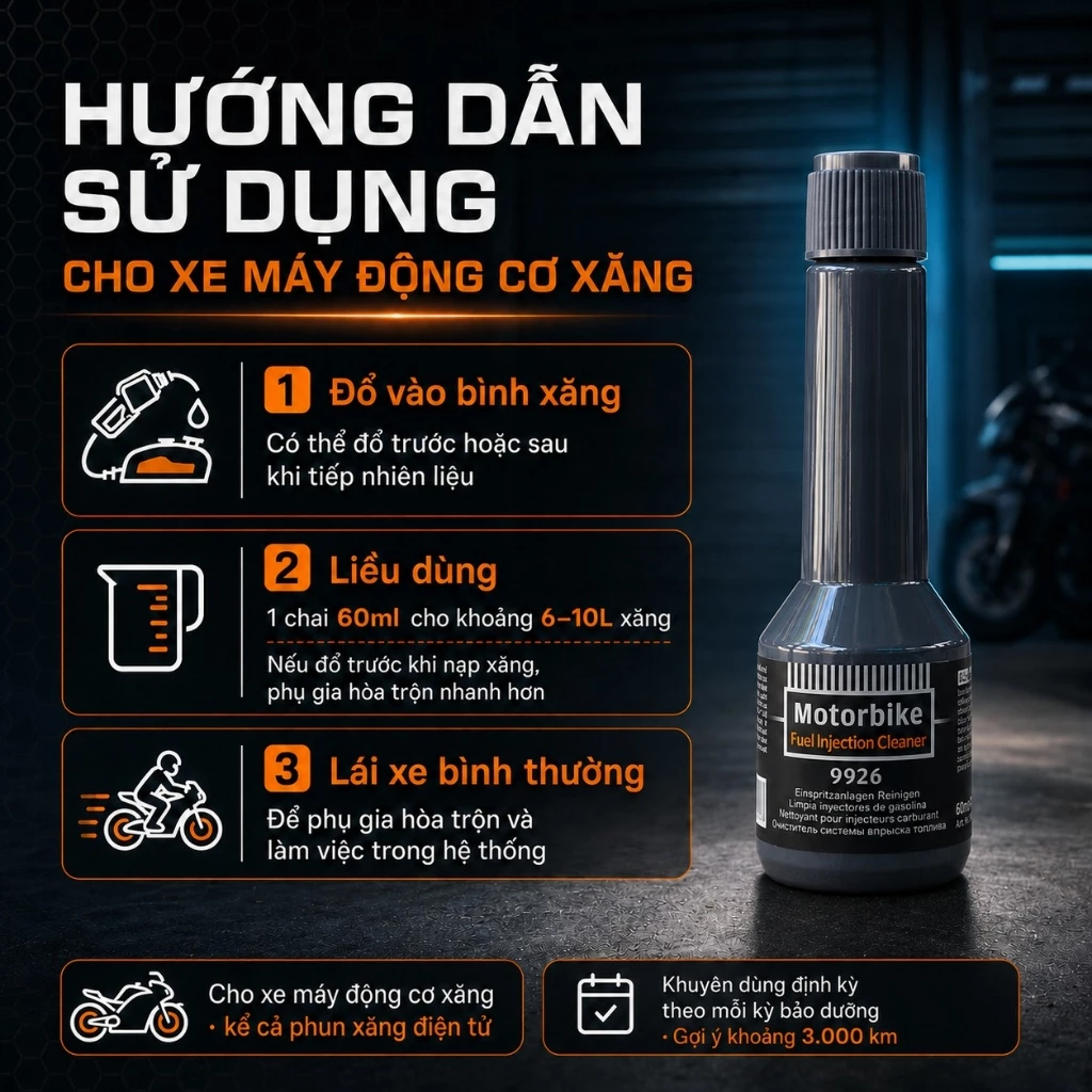 Dung dịch súc béc xăng Senfineco 9926 60ml - Vệ sinh kim phun xe máy, sạch buồng đốt, ổn định động cơ đi xăng E5 E10 - 5
