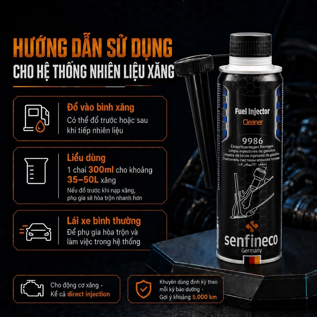 Senfineco 9986 - Phụ Gia Súc Béc & Vệ Sinh Kim Phun Xăng | Fuel Injection Cleaner [300ML] - 4
